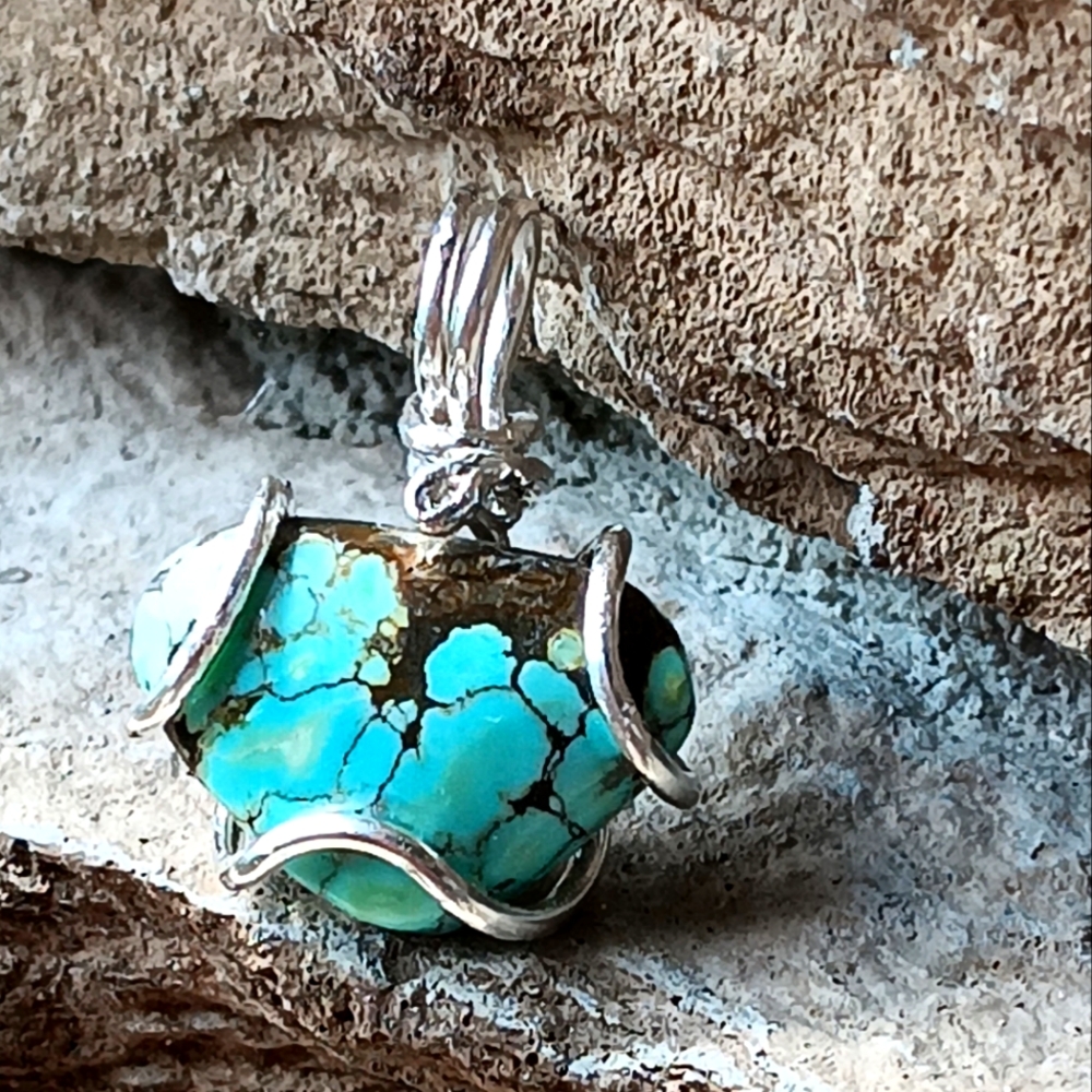 Turquoise Pendant Sterling Silver - Picture 6 of 12